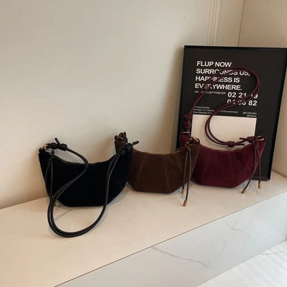 LEFTSIDE 2024 Retro Solid Color Leather Shoulder Bag - Stylish Korean Fashion