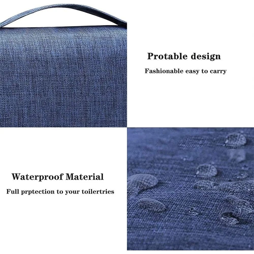 GlamorKeep Portable Toiletry Washbag - Waterproof, Hanging Hook, Large Capacity