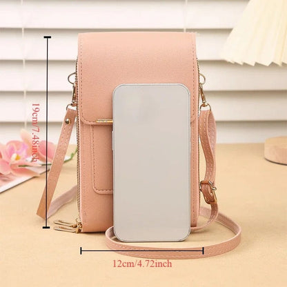 Touch Screen Cell Phone Purse - Soft Leather Crossbody Handbag for Women