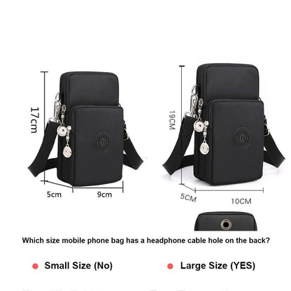 New Women Mobile Phone Bag Nylon Cell Phone Bag Coin Purse Strap Shoulder Bags Women Wallet Travel Purse