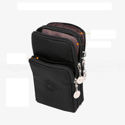 Nylon Mobile Phone Bag for Women - Small Crossbody Wallet & Coin Purse