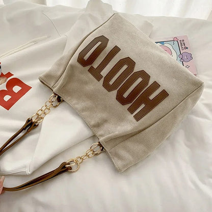 Trendy Solid Color Shoulder Bag for Women | Canvas Tote Handbag for Office & Travel