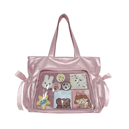 Ballet Ribbon Bow Handbag - Sweet Forest Style Double-Sided Large Capacity