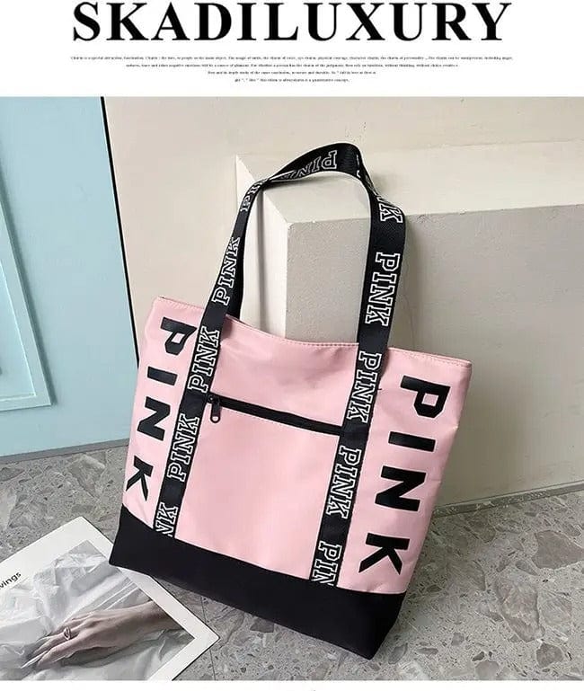 Literary Nylon Tote Bag – Large Capacity Fashion Letter Strap Shoulder Handbag for Women
