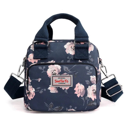 FloraPrint Women's Crossbody Bag – Portable Multi-Pocket Nylon Shoulder & Messenger
