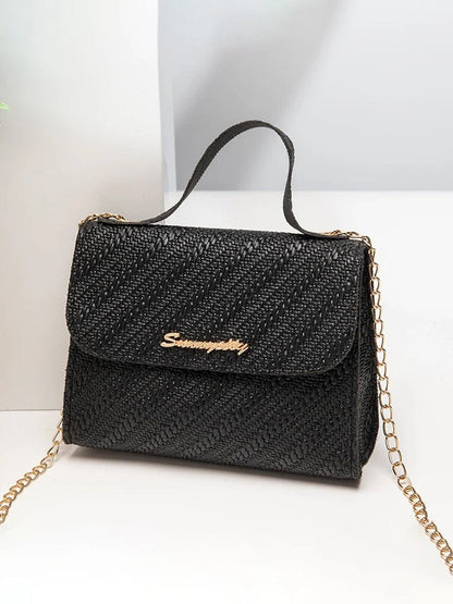 Embossed Chain Square PU Leather Bag – Women’s Large Capacity Shoulder & Crossbody