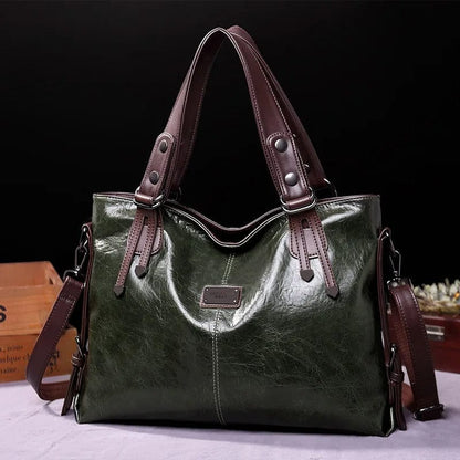 Luxe Leather Casual Tote Bag for Women | Soft Leather Shoulder Bag, Vintage