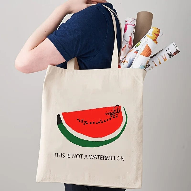 This Is Not A Watermelon" Magritte Parody Tote Bag – Peace Canvas Reusable Shopping