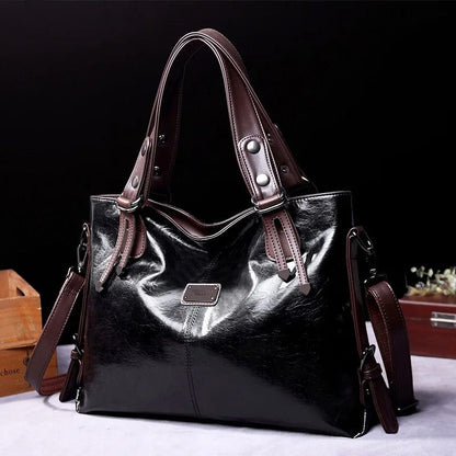 Luxe Leather Casual Tote Bag for Women | Soft Leather Shoulder Bag, Vintage