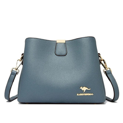 Luxury Designer Leather Women's Handbag – High-Quality 3-Layer Multifunctional