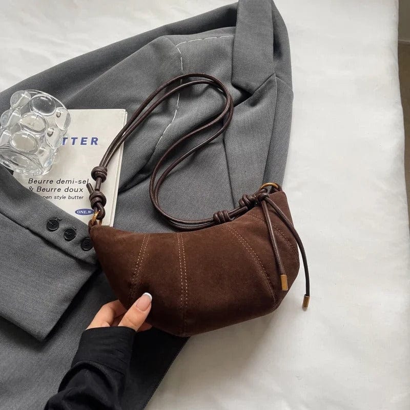 LEFTSIDE 2024 Retro Solid Color Leather Shoulder Bag - Stylish Korean Fashion