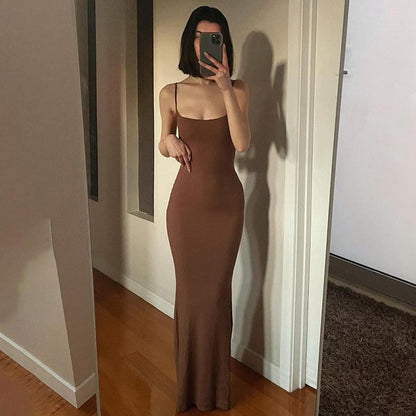 Satin Backless Sleeveless Elegant Bodycon Dress