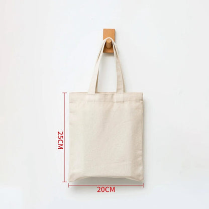 Eco-Friendly Large Capacity Canvas Shoulder Bag – Reusable Beige Cotton Tote for Groceries