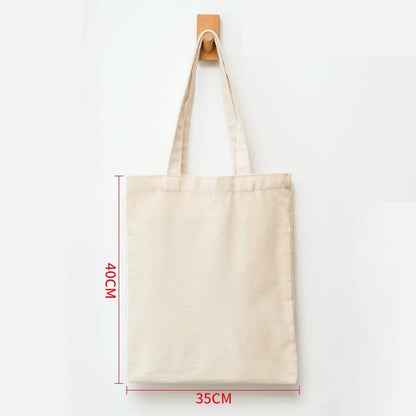 Eco-Friendly Large Capacity Canvas Shoulder Bag – Reusable Beige Cotton Tote for Groceries