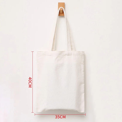 Eco-Friendly Large Capacity Canvas Shoulder Bag – Reusable Beige Cotton Tote for Groceries